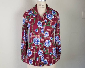 70s blouse, ladies 40 butterfly collar