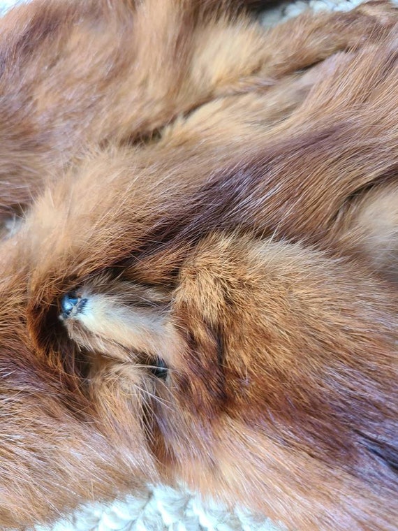 Vintage mink stole, fur wrap, head, tail and feet… - image 3