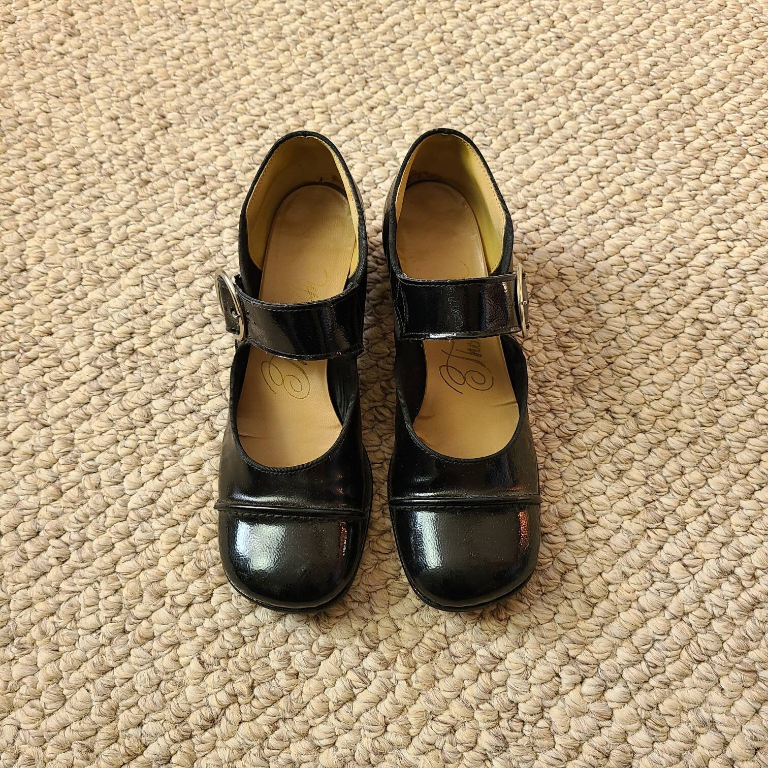 60s Mary Jane Shoes, Original Box, Size Ladies 7, Black Patent