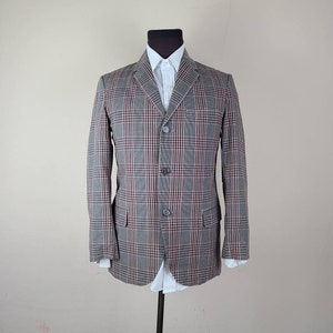50s 38R sportcoat, plaid, 50s blazer  1950s, 3 button, washable