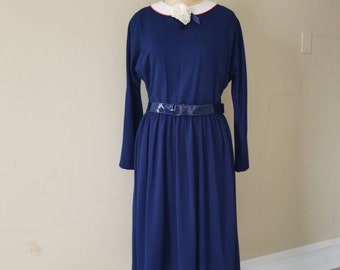 NEW 60s dress, blue, schoolgirl style, Leslie Fay 18, 44 b, 42w, XL