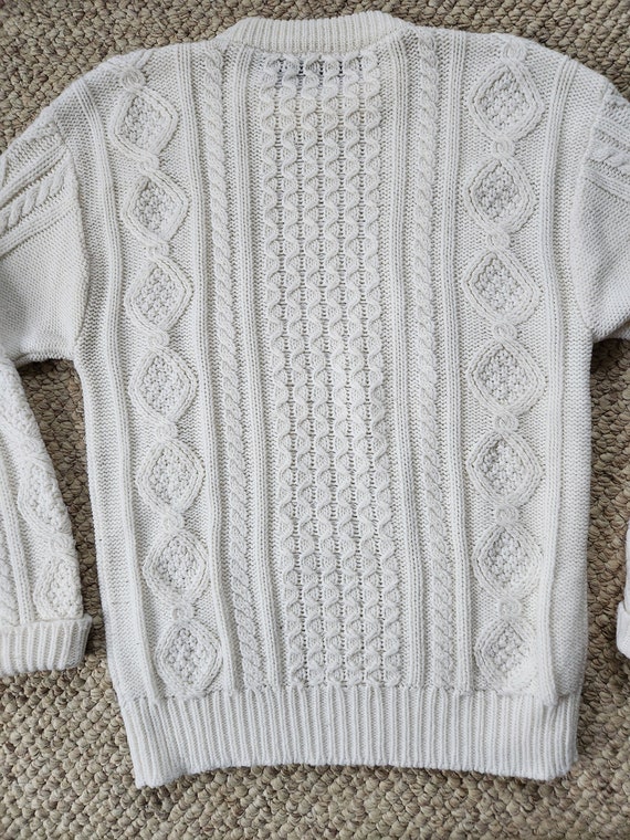 Fishermans sweater, cable knit, 70s 80s, off whit… - image 3