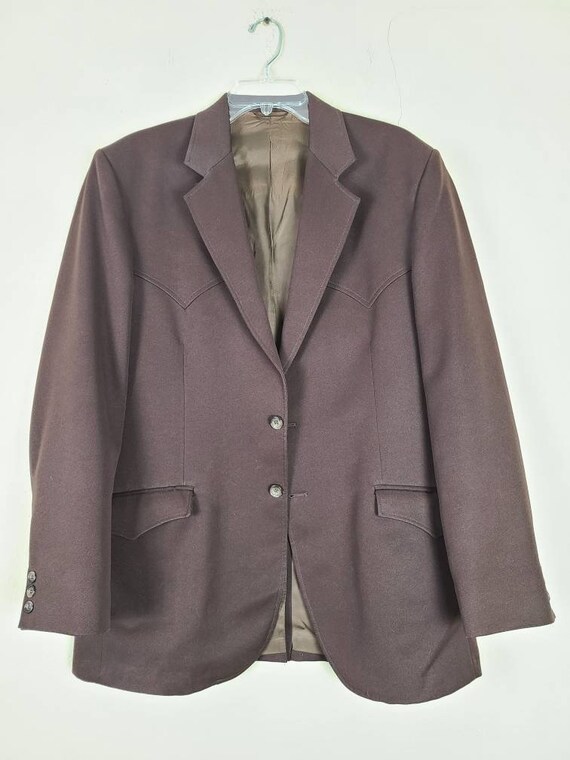 60s sportcoat 44L brown western style blazer - image 2