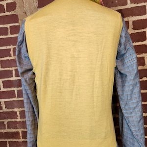 Vintage 50s Sweater Vest, Mens Medium, Virgin Wool, Yellow, Made in ...