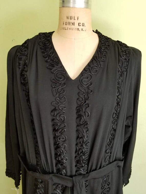 XXL 10s 20s teens twenties black silk gown, 48 - image 3