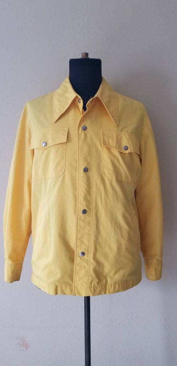 Mighty Mac, 60s 70s, vintage coat, yellow, snaps, 