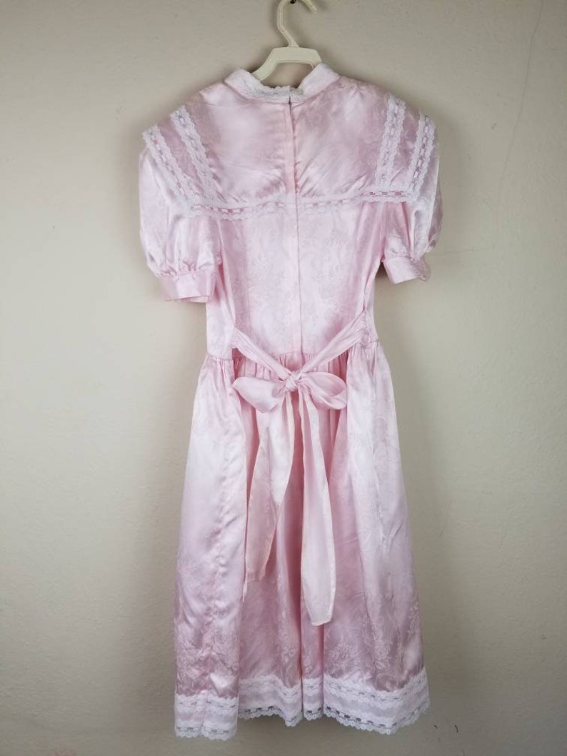 80s girls dress pink satin brocade size 14 Gunne Sax by Jessica McClintock