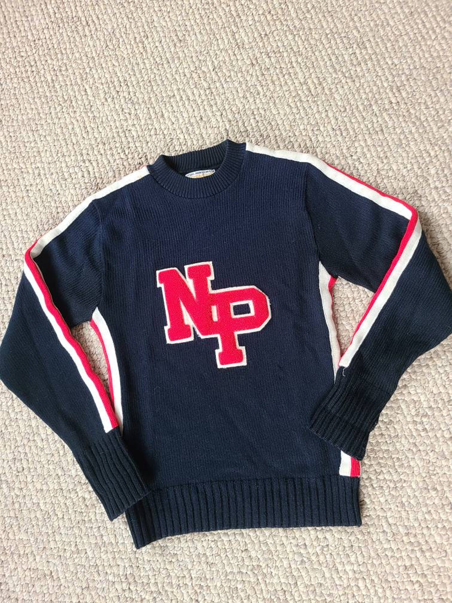 NP Cheerleading Sweater Cheer Uniform 32 Navy Vintage Etsy
