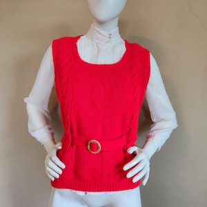 60s red mod sweater vest, 38