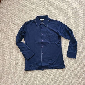 New 70s shirt, knit,  medium, navy blue, Career Club