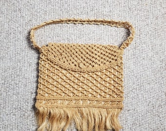 Boho macrame straw purse