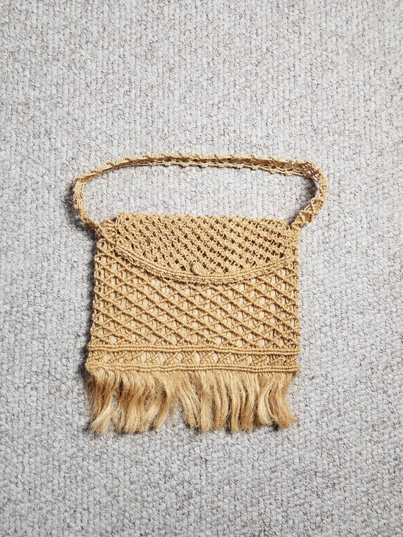 Boho macrame straw purse - image 1