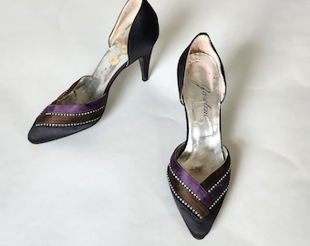 80s 1/2 Dance Heels, Pumps, Ladies Heels, Black Purple Brown