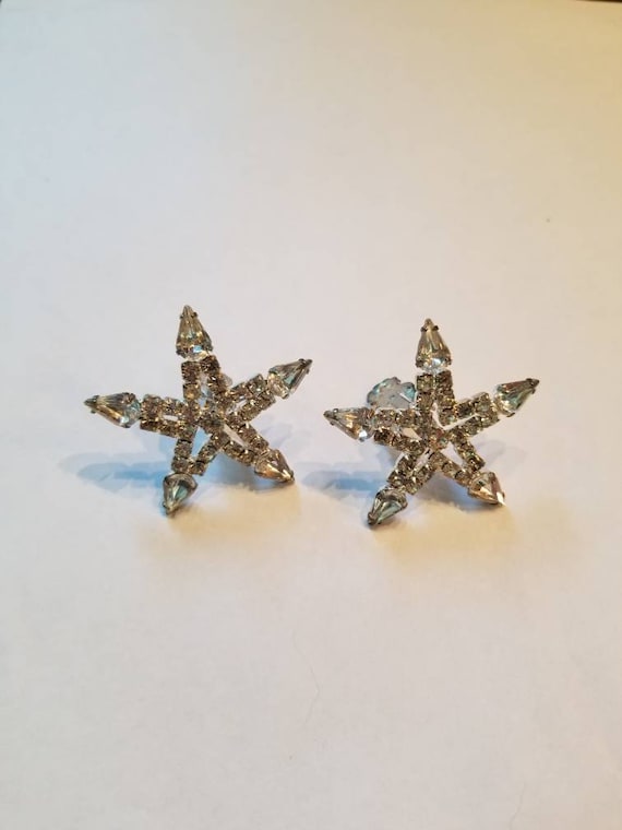 Star earrings, vintage rhinestones