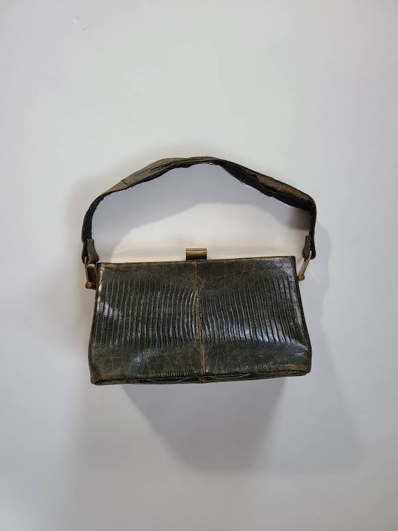 30s 40s alligator handbag, green