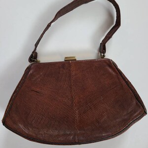 30s 40s alligator handbag, brown, purse image 3