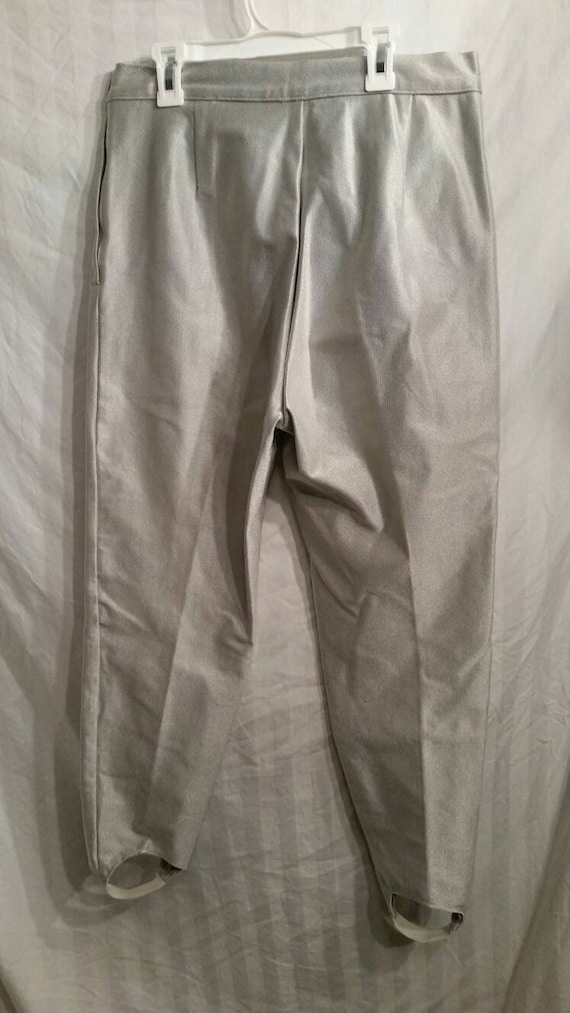 80s vintage stirrup pants, silver,   size 14, 32 - image 2