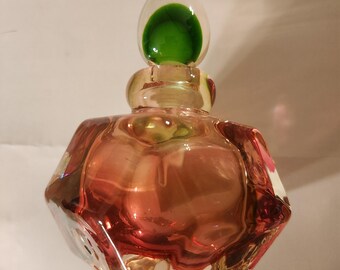Murano Glass Latticino パフュームボトル 香水瓶 1960s Murano Latticino Glass Perfume Bottle Italian Ribbon Art