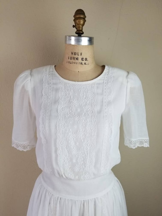 80s Gunne Sax Jessica McClintock dress, drop waist