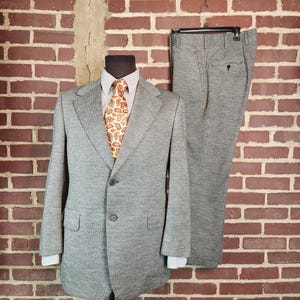 60s mens suit, 42R, gray blue 2 piece