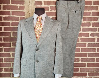 60s mens suit, 42R, gray blue 2 piece