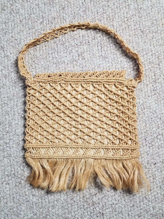 Boho macrame straw purse - image 4