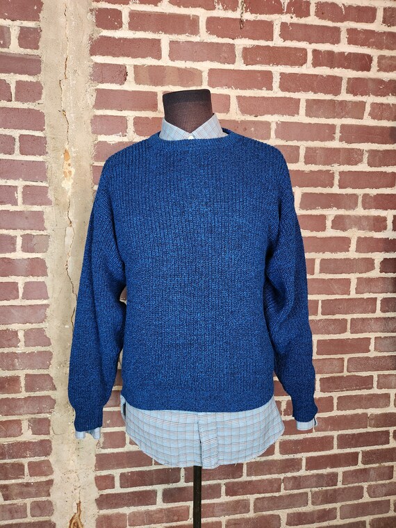 80s sweater, mens medium, Le Tigre,  black and blu