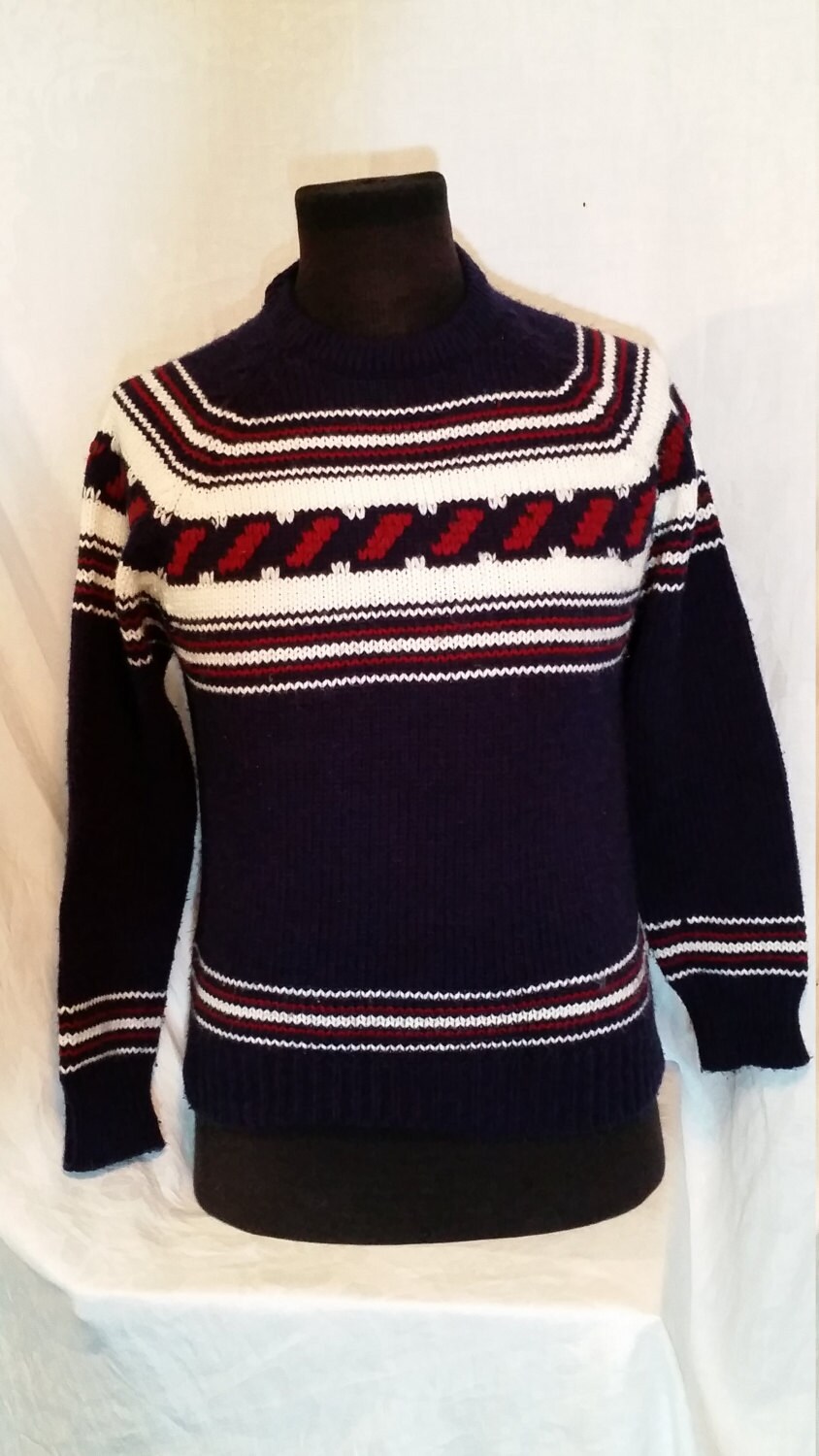 Vintage designer ski sweater navy 42 mens | Etsy