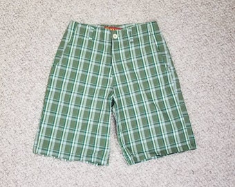 Vintage shorts, plaid green, small, 30