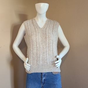 Vintage wool vest,  unisex, handmade, heathered oatmeal wool, 38