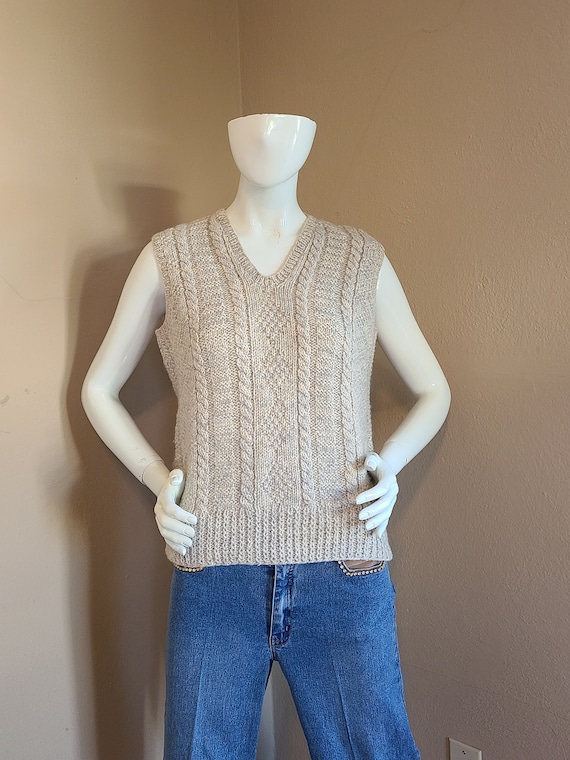 Vintage wool vest,  unisex, handmade, heathered o… - image 1