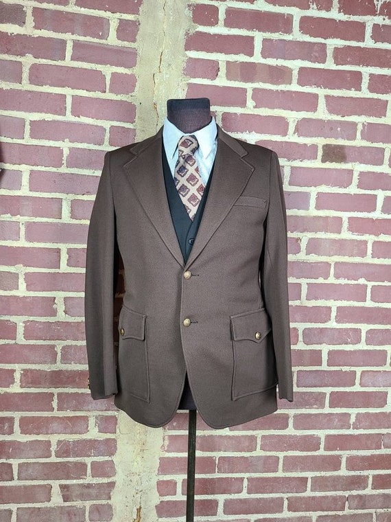 40R 70s sportcoat, brown leisure coat, polyester … - image 1
