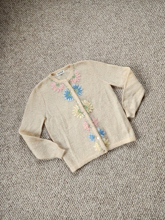 40s 50s cardigan, hand embroidered,  Jane Irwill, 