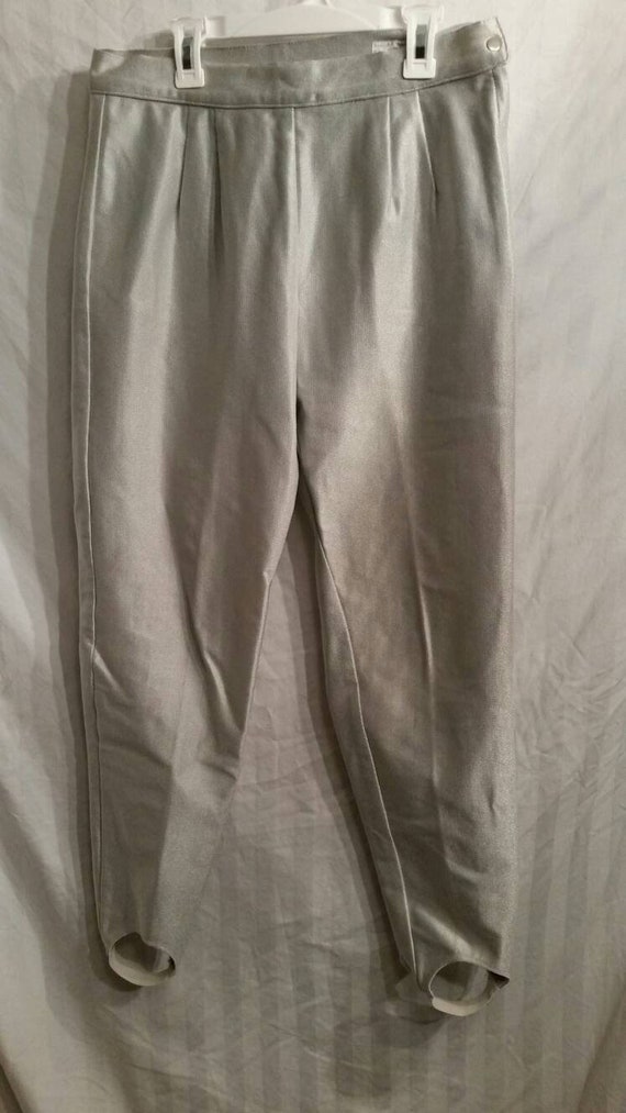80s vintage stirrup pants, silver,   size 14, 32 - image 1