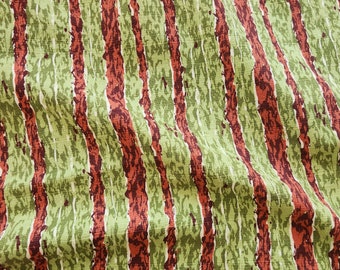 Vintage barkcloth fabric, 48" x 3 yards+ 22", MCM, midcentury green brown