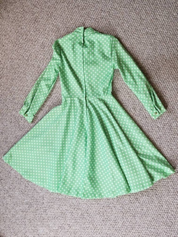 50s polkadot vintage dress, handmade, light green… - image 5