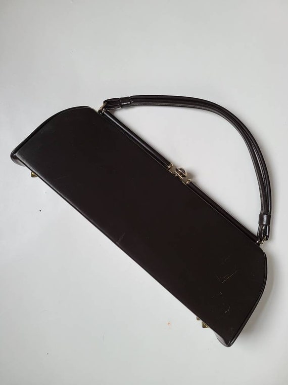 60s handbag, long, dark brown - image 3