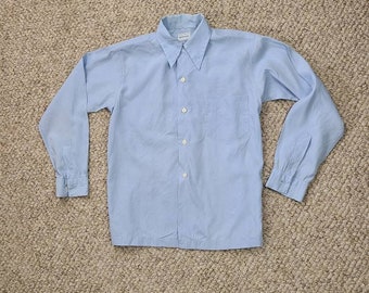 30s 40s boys short, baby blue, button up oxford, size 14, Saks Fifth Avenue