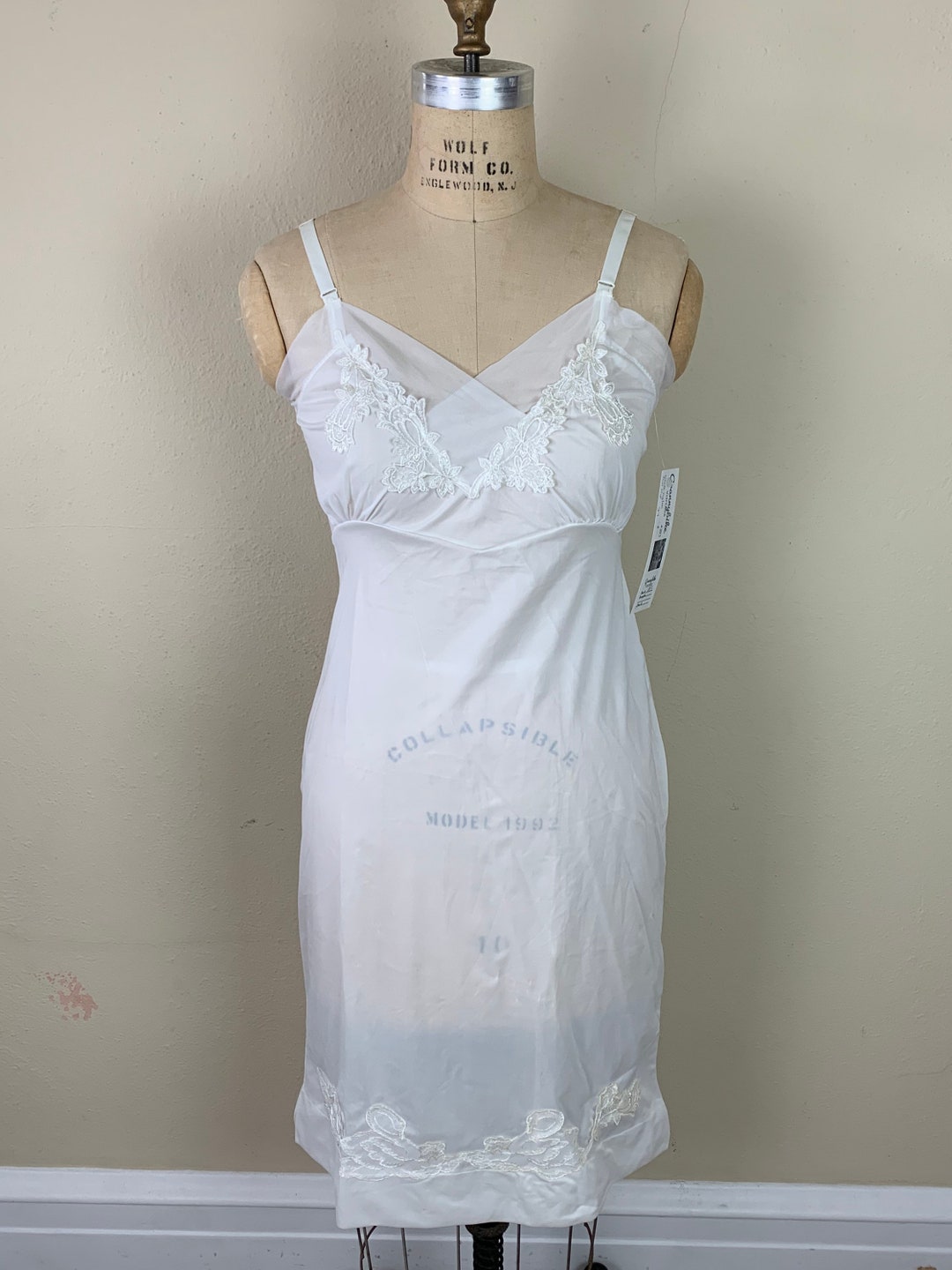 Vintage Full Slip White Nylon 34 Etsy