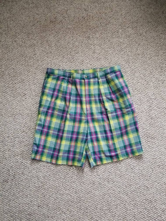 80s GAP shorts, mens 38, like new, green pink yell