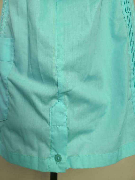 Guayabera shirt, vintage mens, aqua XL, resort we… - image 7