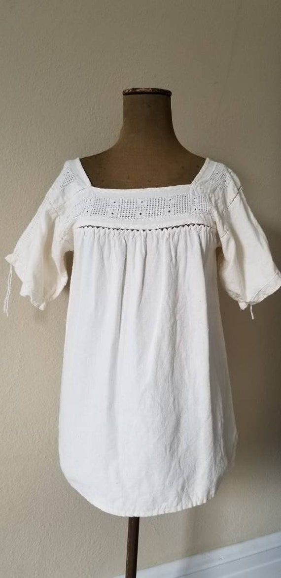 Vintage 60s handmade boho linen blouse, AMAZING! - image 1