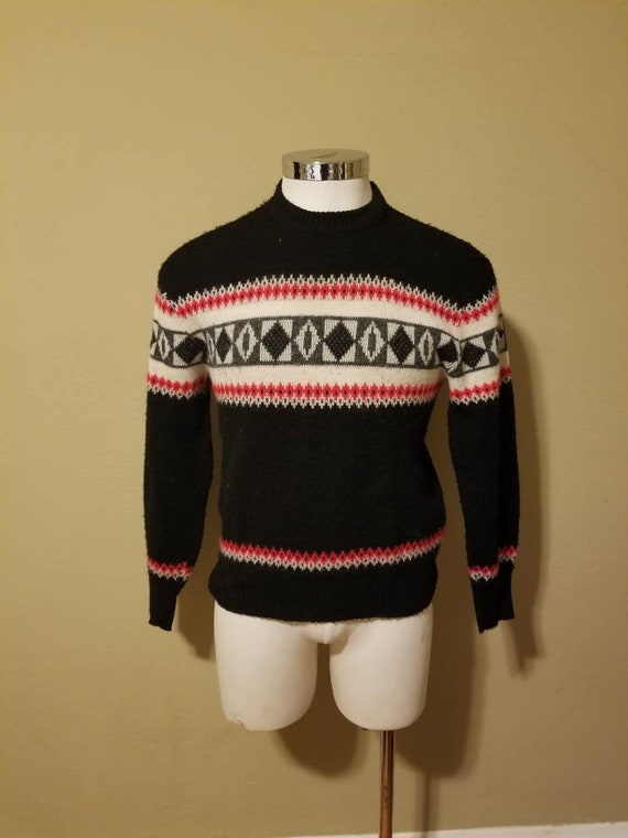 40s ski sweater, mens 42, acrylic