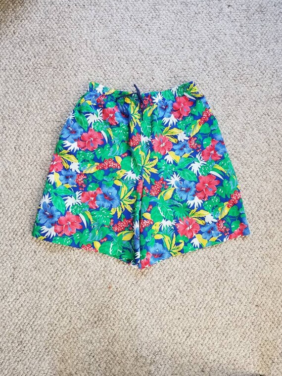 80s shorts, ladies 16, floral - image 1