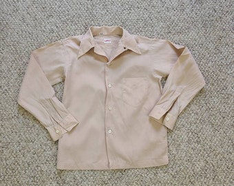 40s boys 16 shirt, tan, long sleeved, Saks Fifth Avenue,  button up