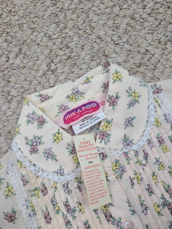 New 70s blouse, girls 12, short sleeved floral, p… - image 4