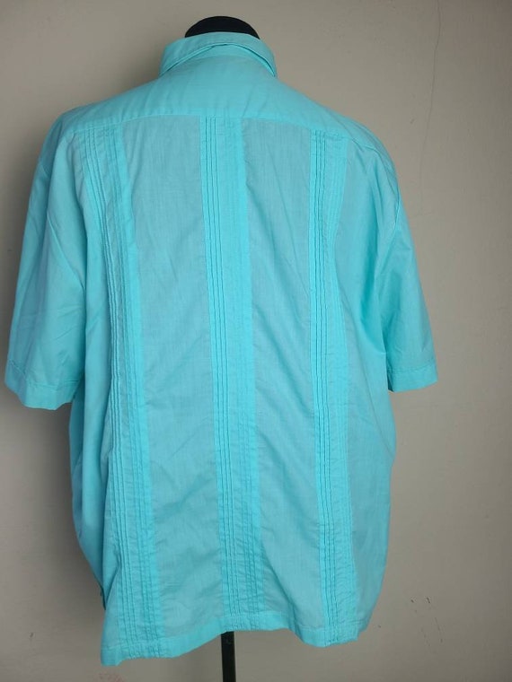Guayabera shirt, vintage mens, aqua XL, resort we… - image 3