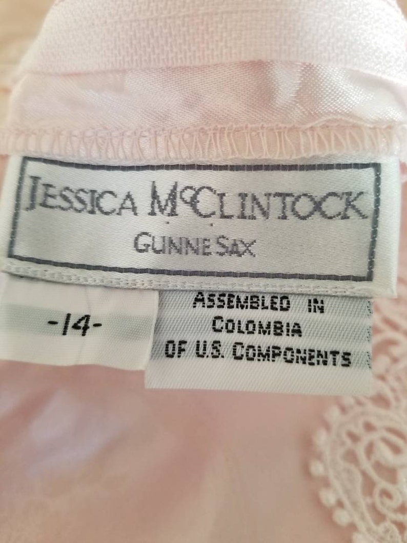 80s girls dress pink satin brocade size 14 Gunne Sax by Jessica McClintock