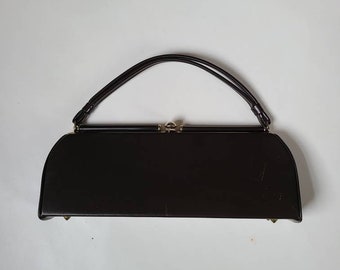 60s handbag, long, dark brown