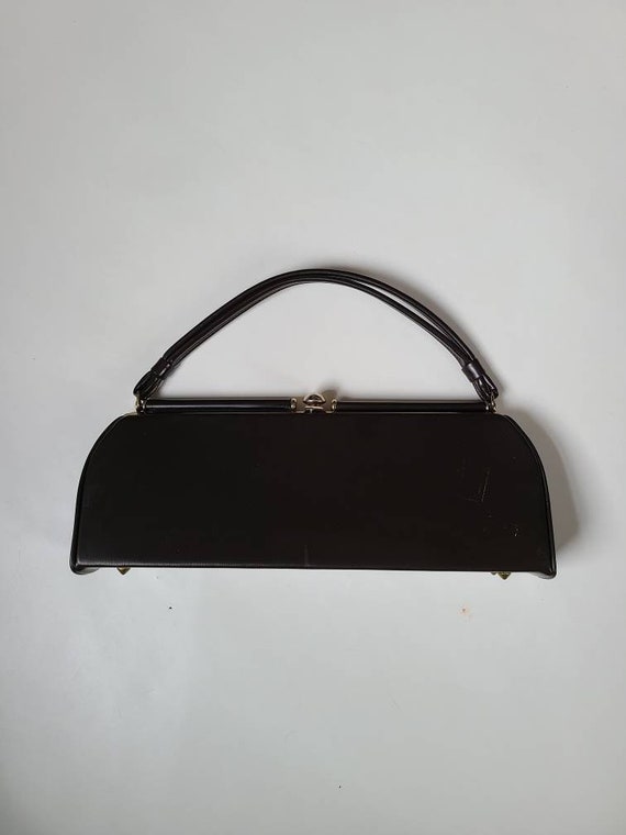 60s handbag, long, dark brown